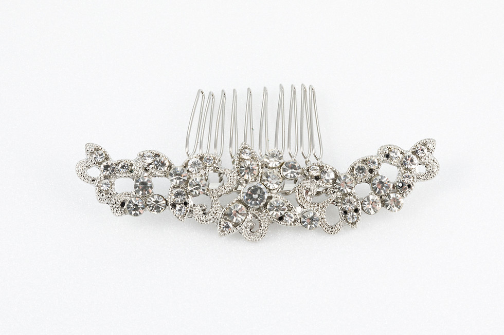 Silver jeweled hair comb