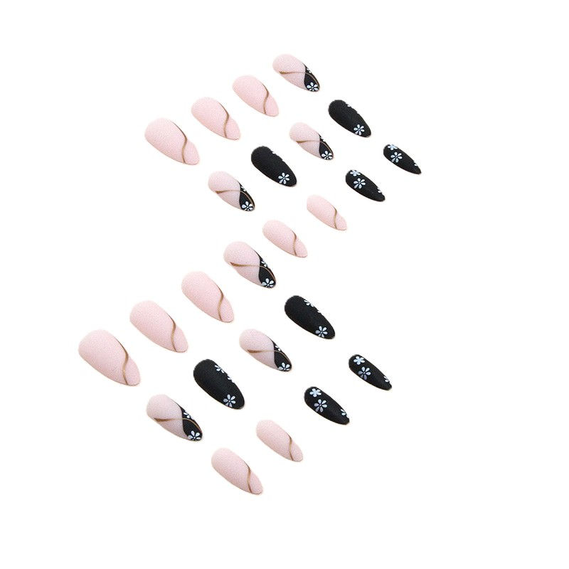 Thumbnail: Sunset Serenade Press-On Nails, pink and black marbled