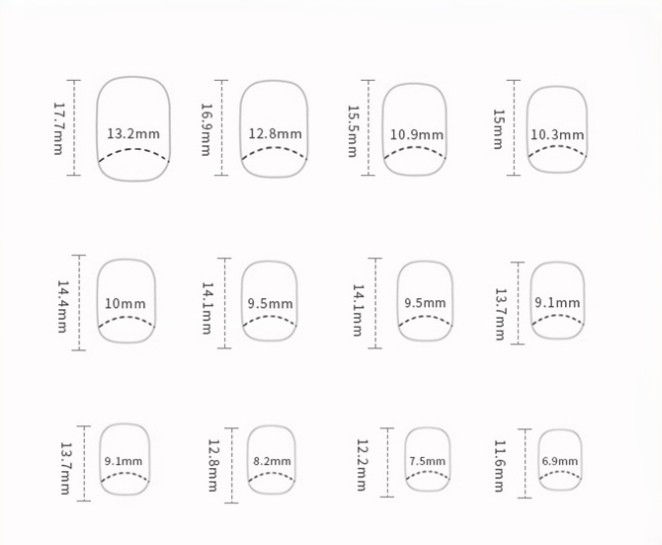 Thumbnail: Sketch of Image Square Beauty Champagne Chic press-on nails shapes and sizes