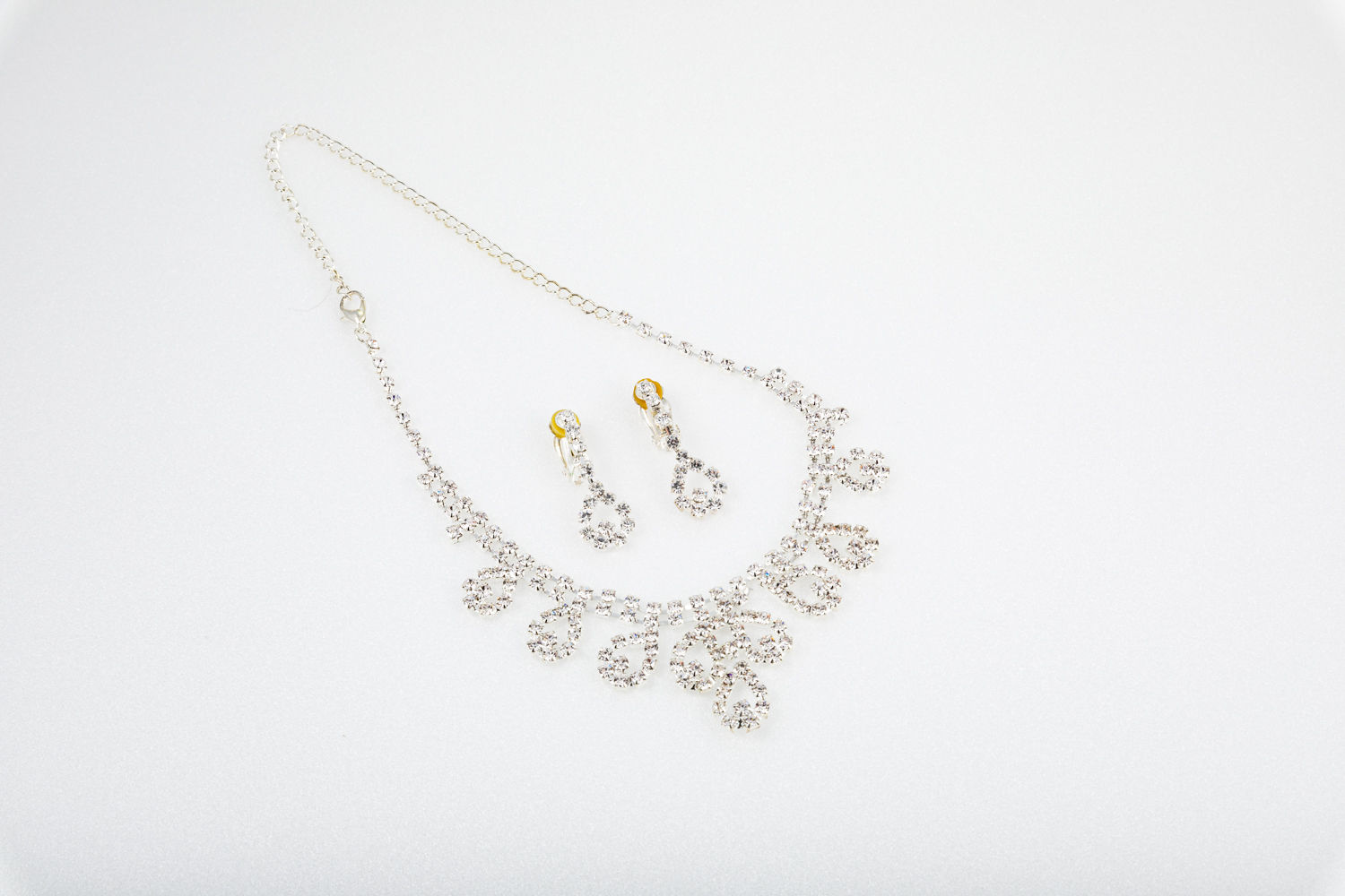 Rhinestone necklace and earrings set