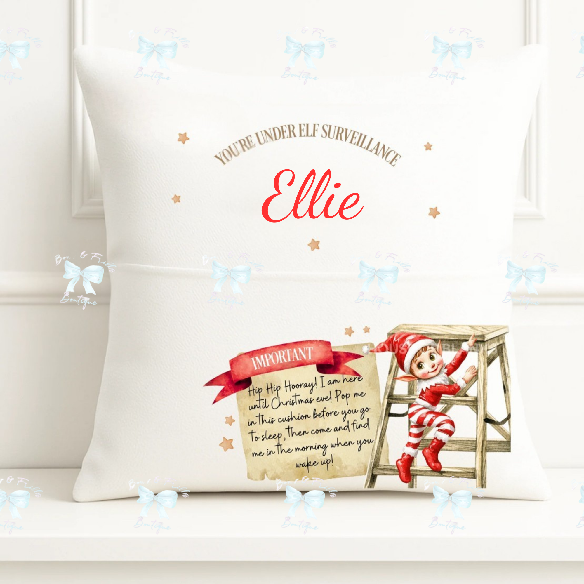 Elf Arrival Under Surveilance Cushion Cover & Insert