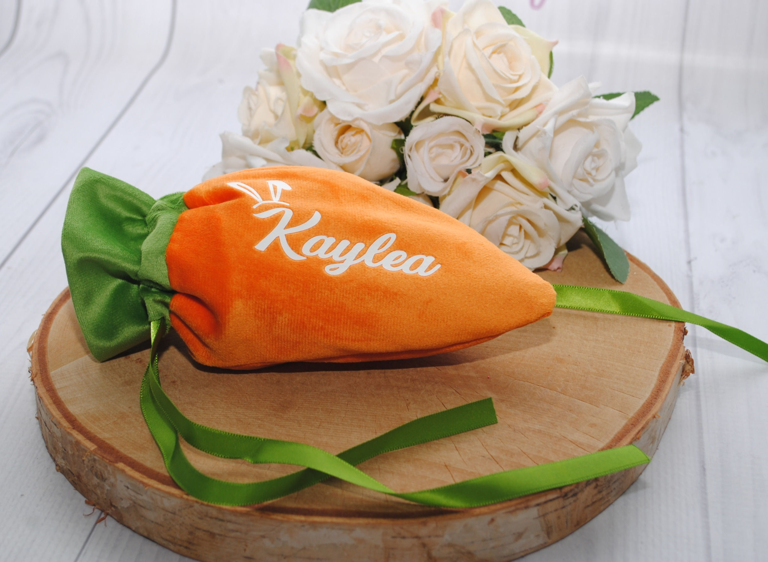 Personalised Easter Velvet Carrot Treat Bag 