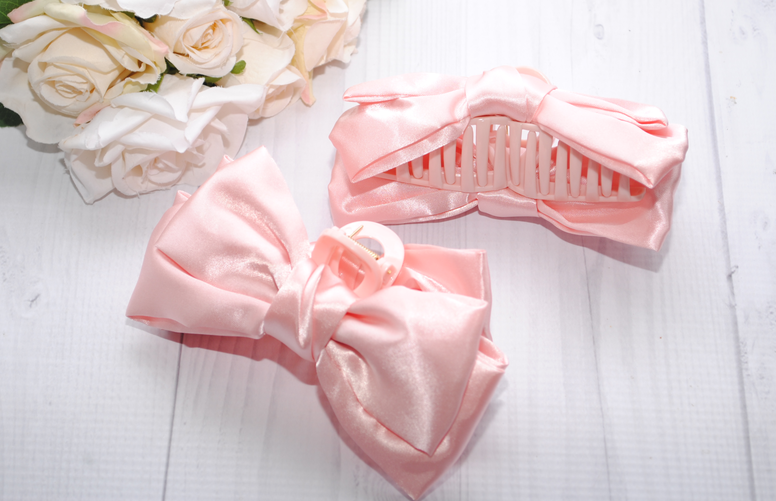 Large Satin Pink Claw Clip