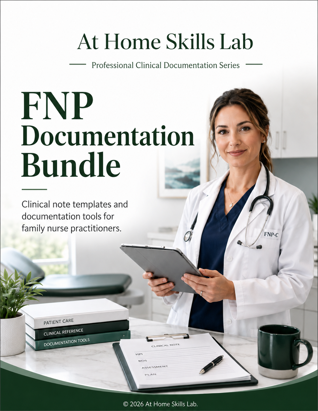 FNP documentation templates bundle cover for family nurse practitioners, featuring primary care note templates, clinical docu