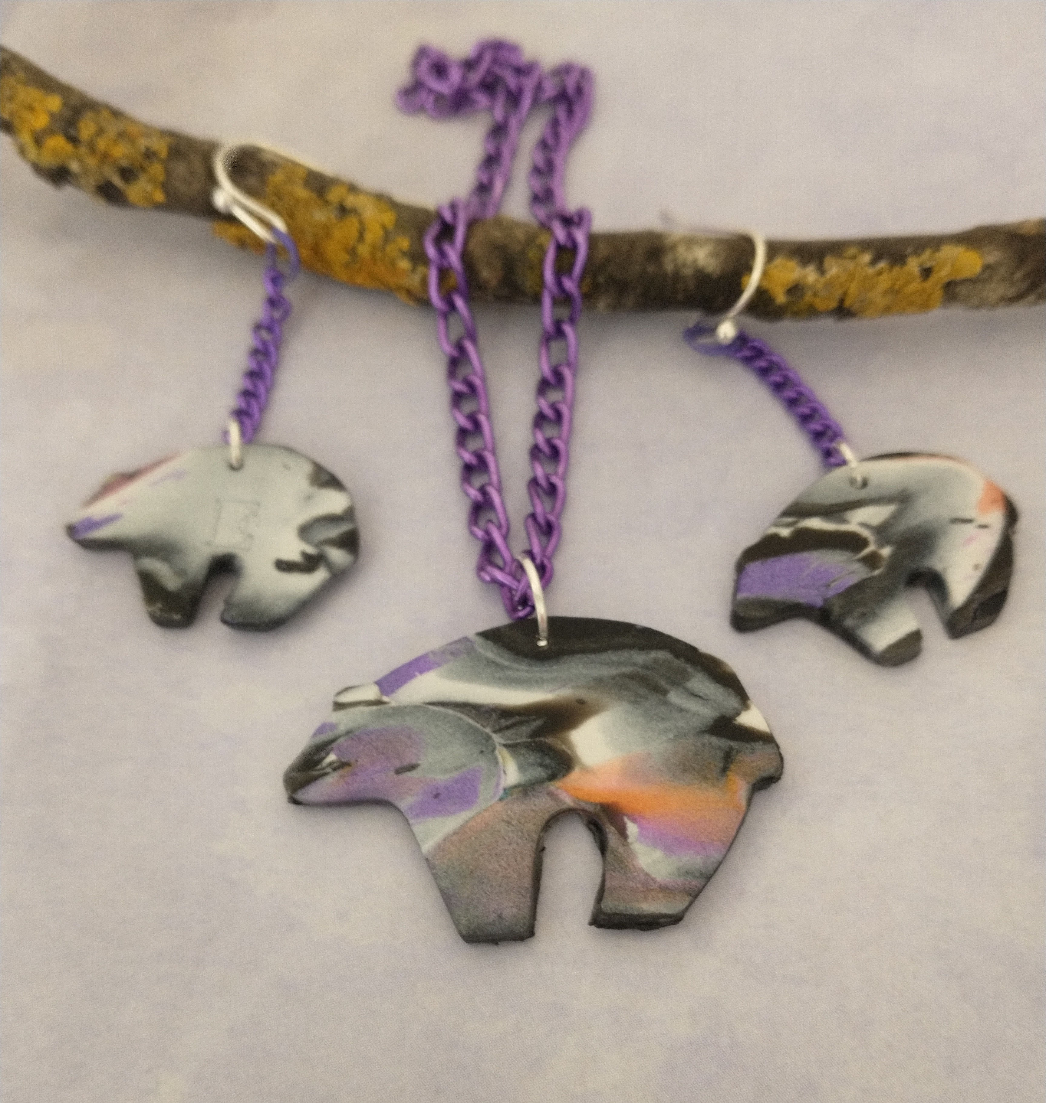 Northern Lights Zuni Bear Necklace  Set
