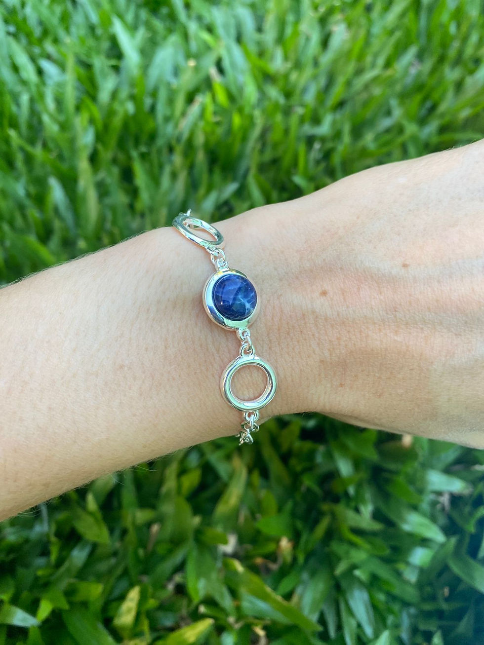 Miniatura: Conjunto Prateado Círculo - Brincos e Pulseira