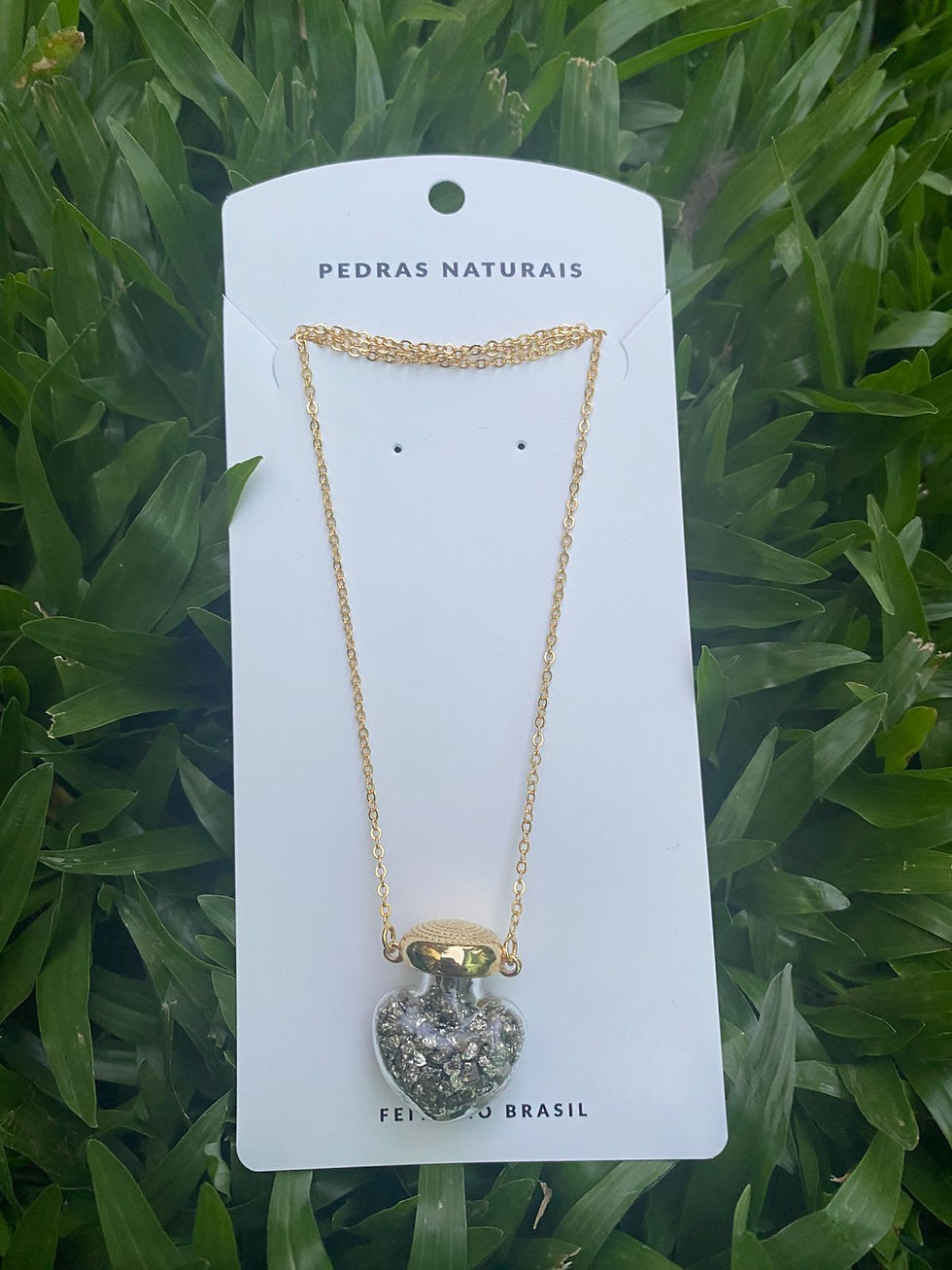 Miniatura: Colar Dourado Coração Pirita