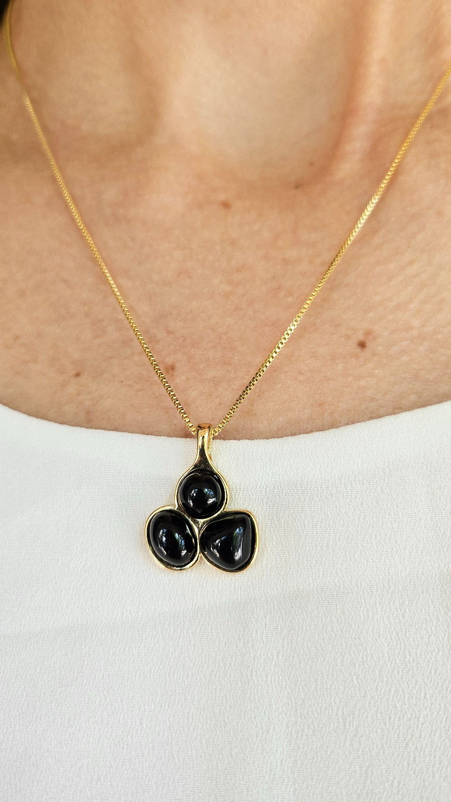 Miniatura: Conjunto Dourado P Pingente Trio Colar e Brincos