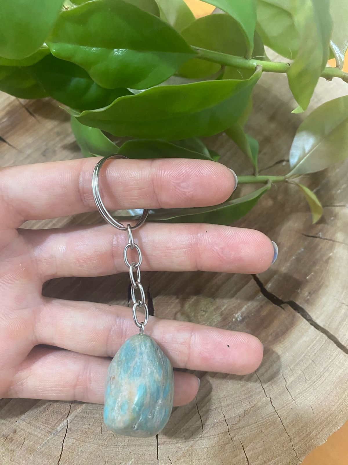 Chaveiro de Amazonita rolada l