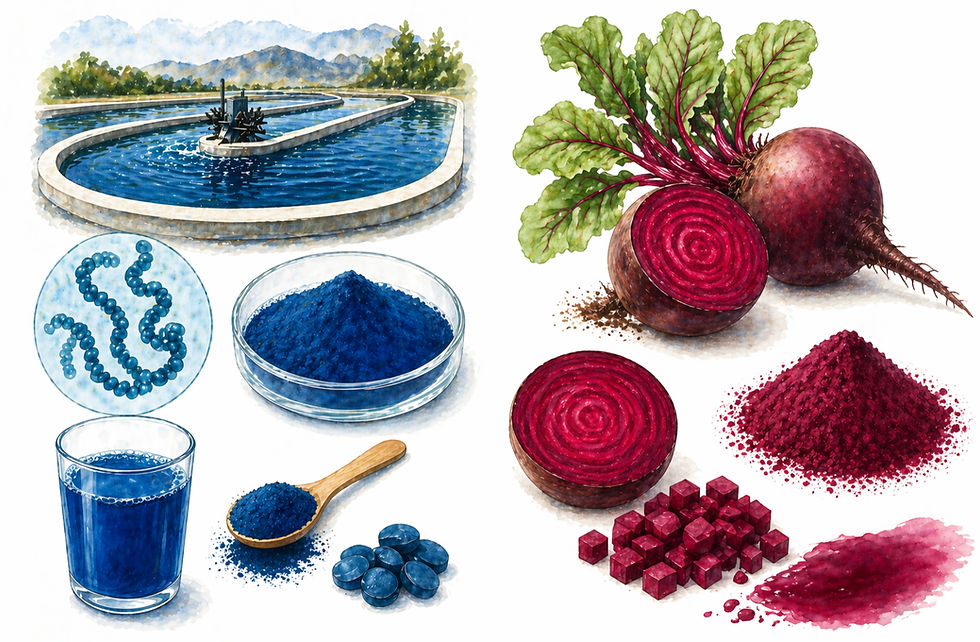 Espirulina y Betabel como colorante natural para alimentos