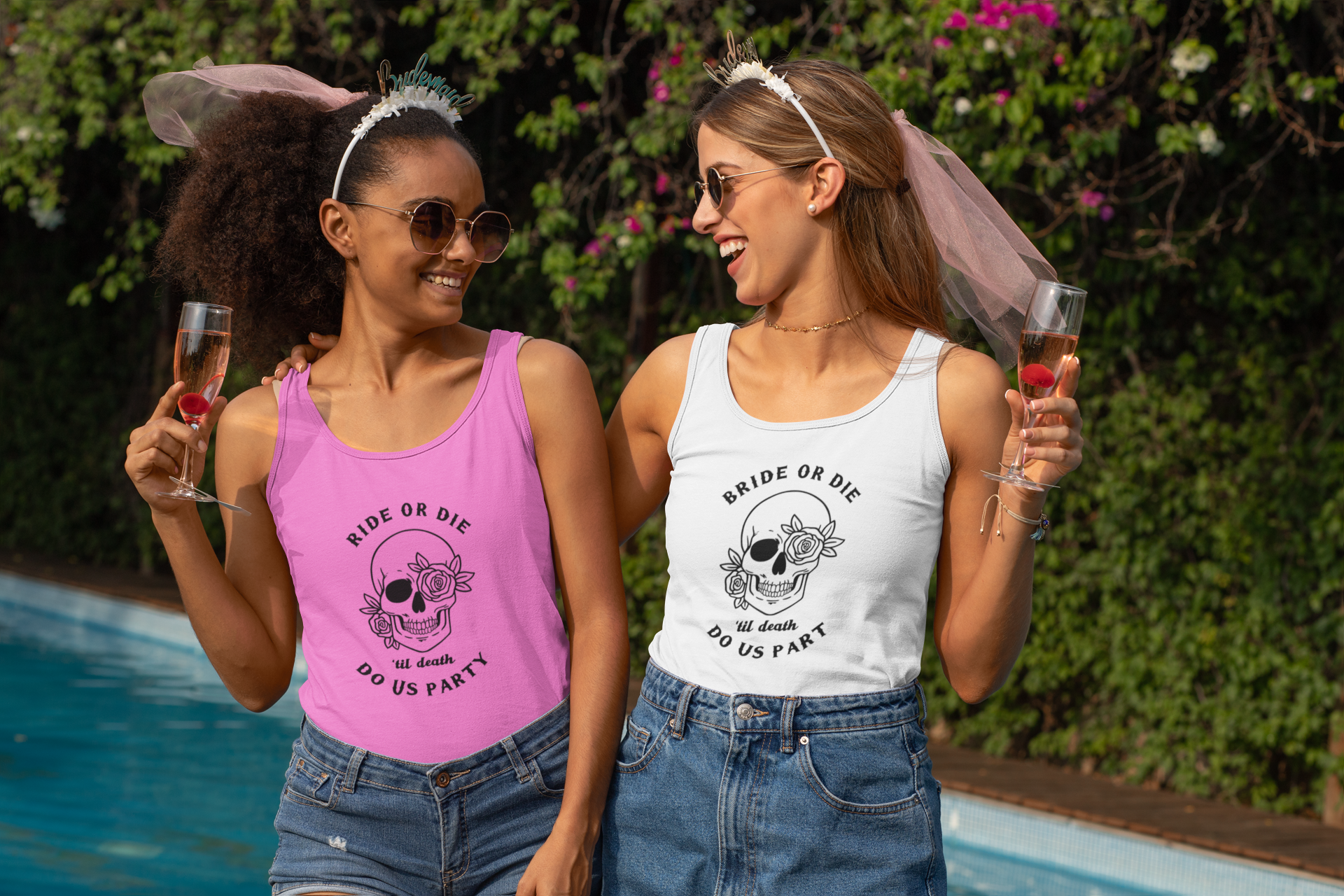Pink Ride or Die Bridal Party Shirts
