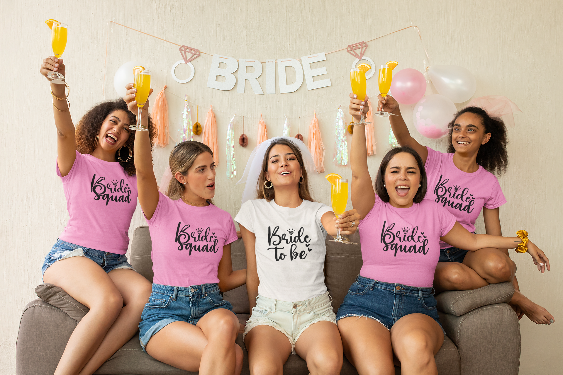 Pink Bride squad t-shirts