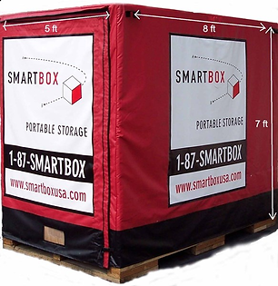 Red SMARTBOX portable storage container dimensions 8x7x5 ft