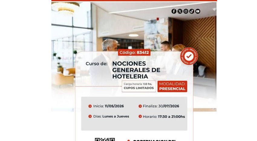 Habilitan curso gratuito de hotelería: Capacitación está dirigida a jóvenes del Guairá