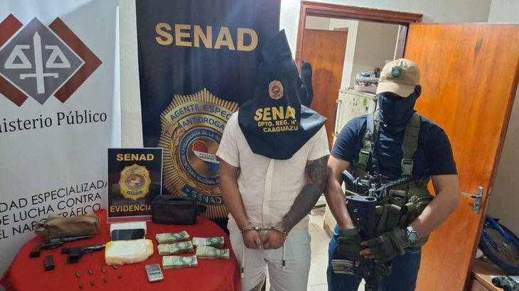 4.000 dosis de droga incautadas en Villarrica: Senad capturó al proveedor, Renato Duarte Ruiz, de 28 años