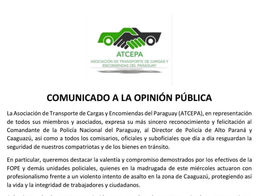 Valentía policial en Caaguazú recibe reconocimiento del sector transporte