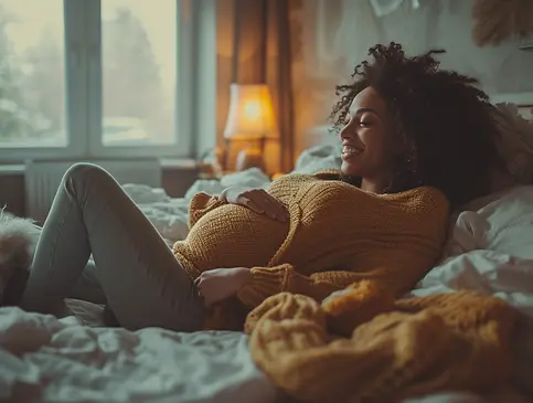 ahoikapitan_a_pregnant_woman_resting_on_bed_smily_face_a76c2e12-0483-4ac4-ac81-c53bbc628c0