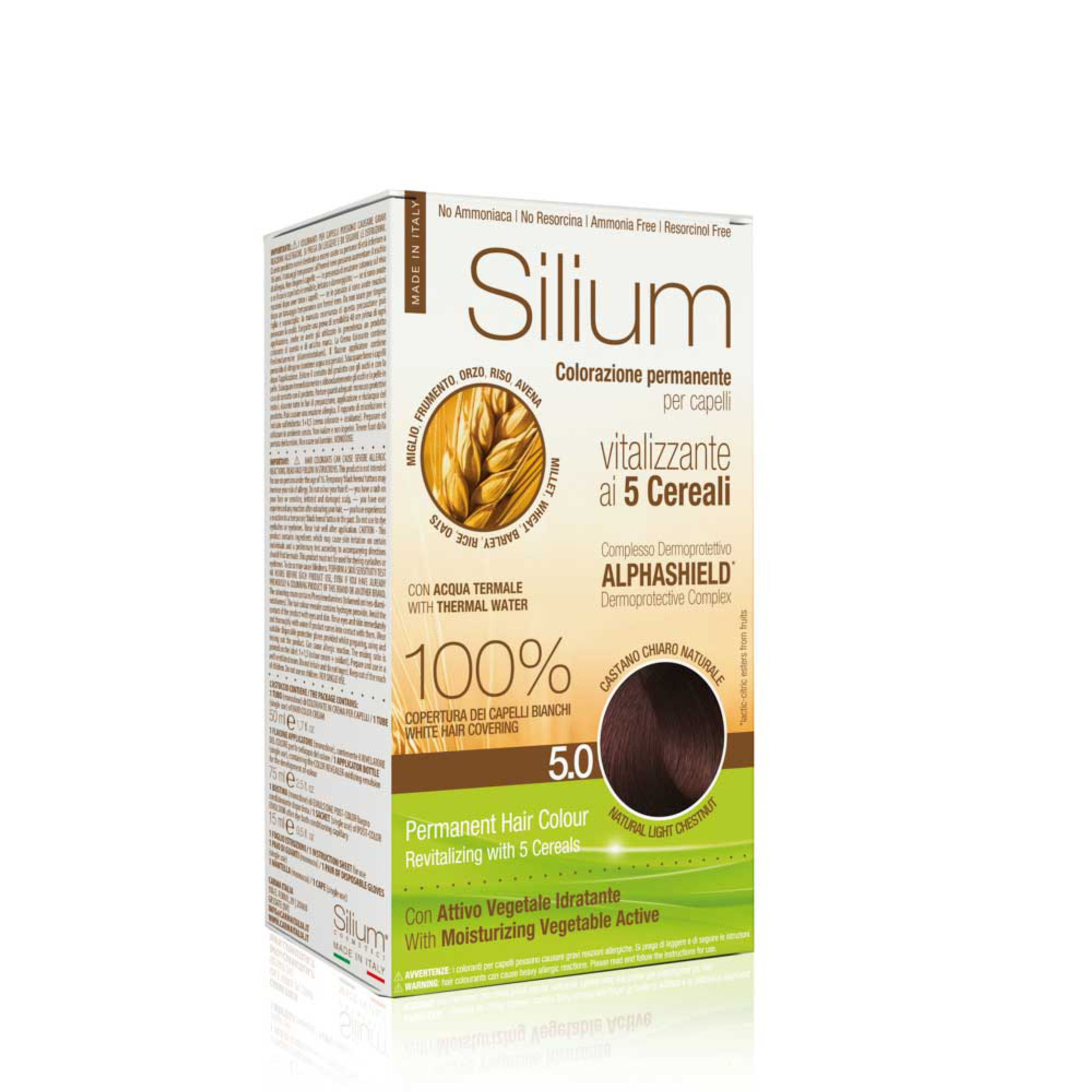 Silium Colorazione Permanente per Capelli in Crema Castano Chiaro Naturale 5.0 - Profumo Profumeria Artistica