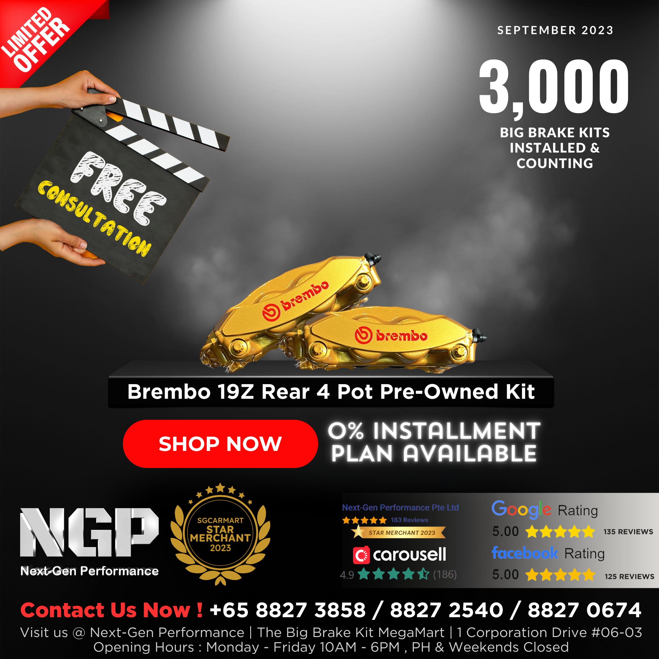 Original Brembo 19Z 4 Pot Rear Big Brake Kit