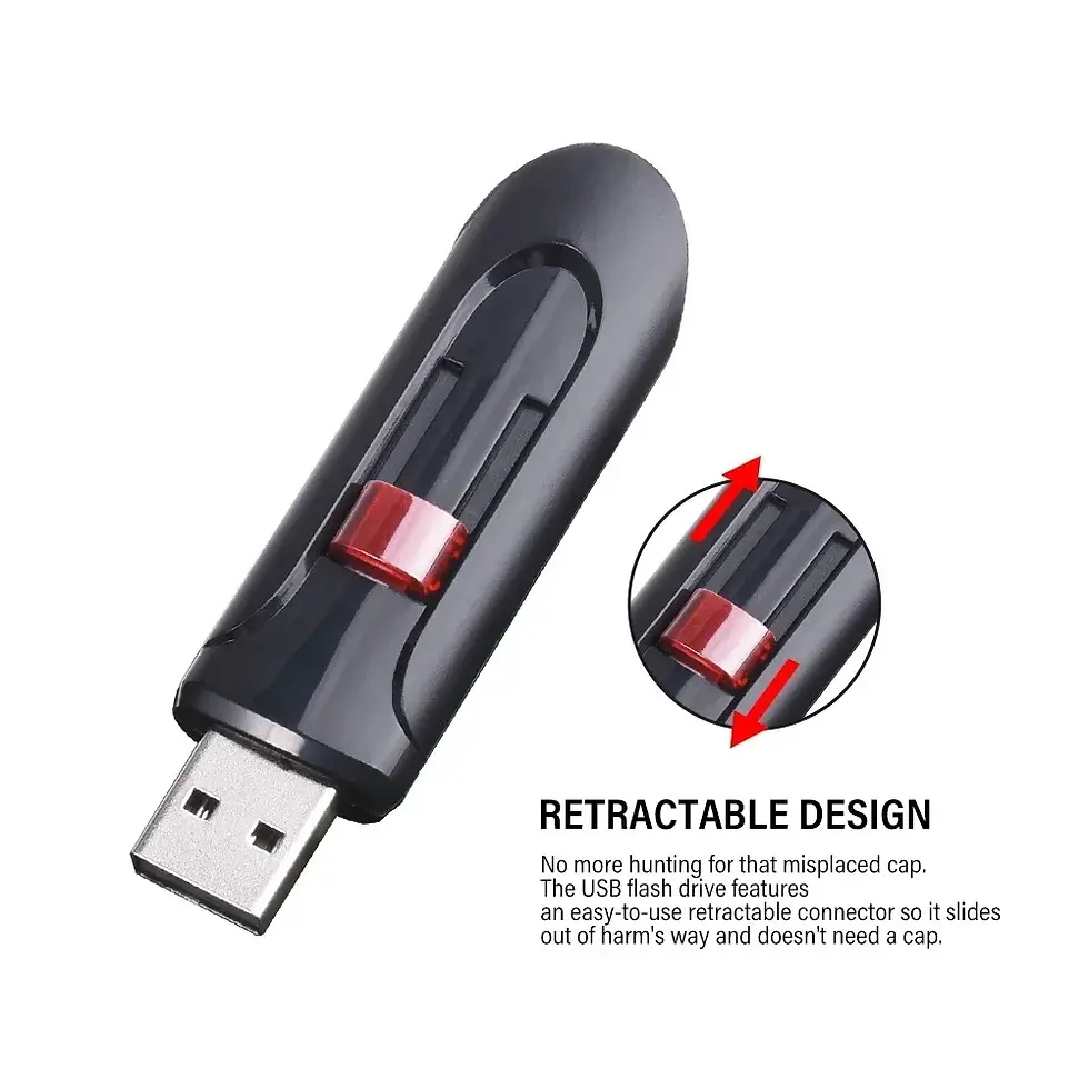 Thumbnail: High Speed Genuine USB Flash Drive 128GB Black Pen Drive with Bonus Keychain 64G