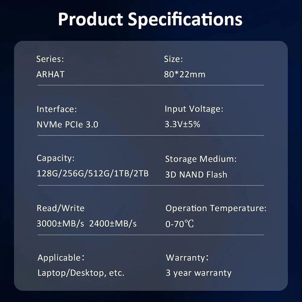 Thumbnail: Huadisk SSD NVMe M2 1TB 512GB Internal SSD Drive PCIE3.0 3000MB Speed for GIGABY