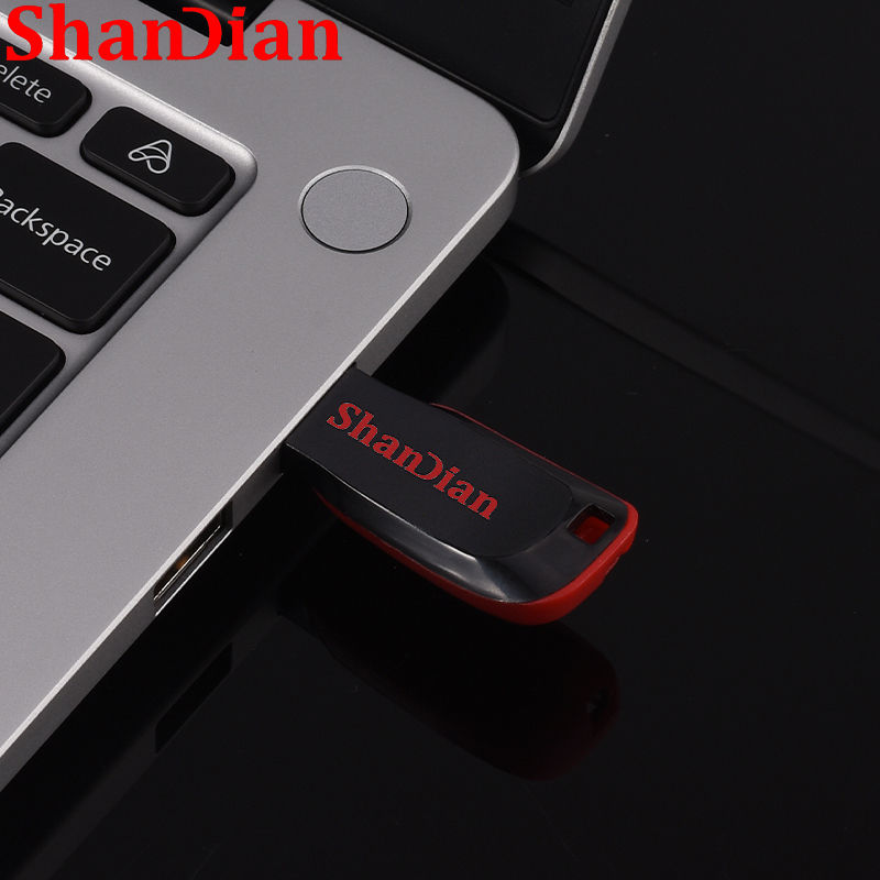 Thumbnail: High Speed Genuine USB Flash Drive 128GB Black Pen Drive with Bonus Keychain 64G