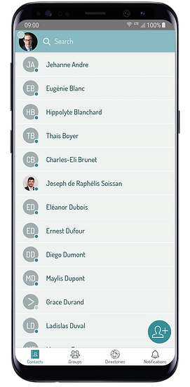 Vue application liste des contacts