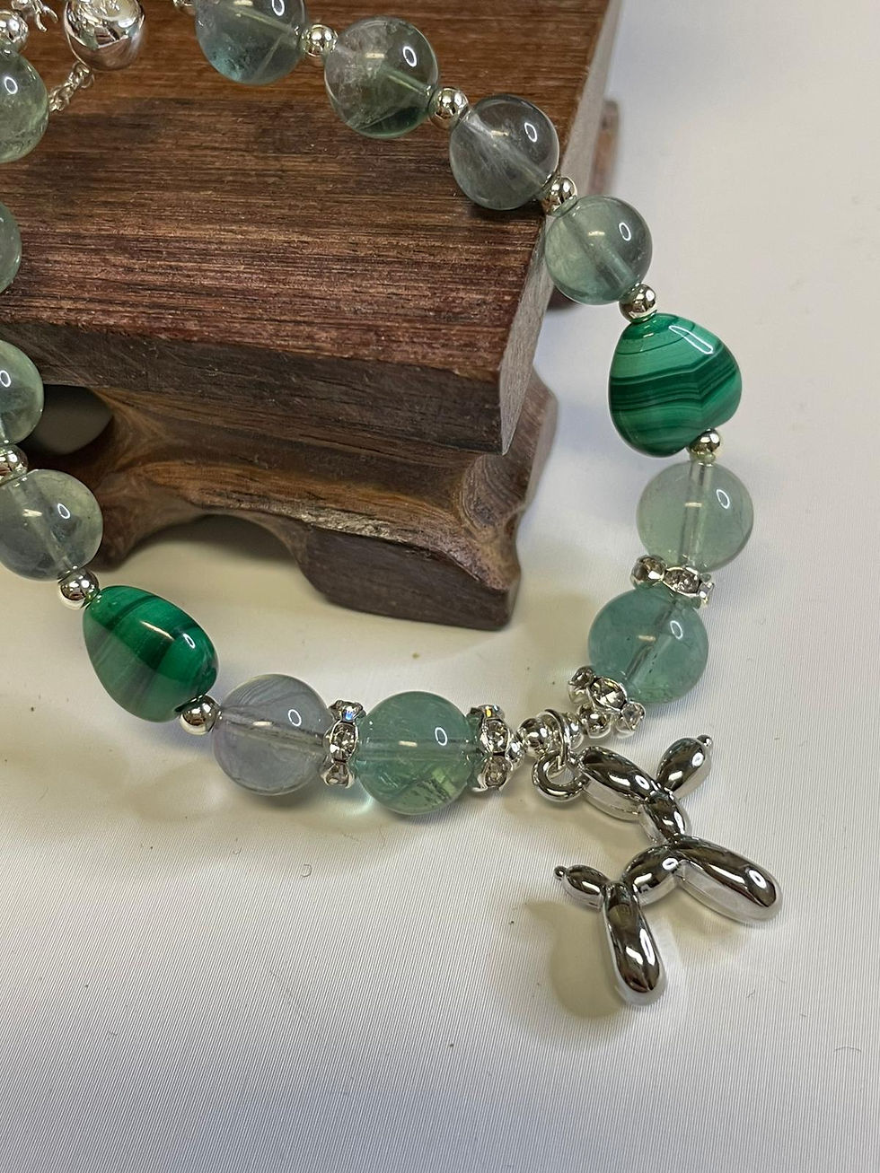 Fluorite & Malachite Charm Bracelet
