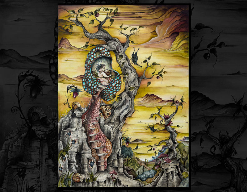 Jupigio presents a captivating watercolour painting titled Gluttony Fairy, featuring a whimsical fairy surrounded by indulgent imagery. The fairy is portrayed with an exaggerated, ethereal presence, her wings adorned with lush, flowing patterns that evoke excess and desire. Rich, deep hues of red, gold, and purple create a sense of opulence and overindulgence, while her expression suggests both pleasure and excess. Surrounded by overflowing fruits, sweets, and symbolic elements of consumption, the painting captures the essence of gluttony, blending fantasy with the allure and consequences of excess.