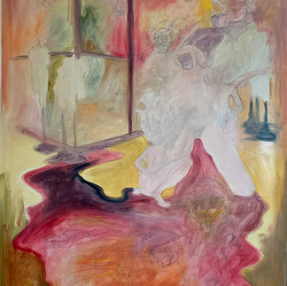 First stages of the painting of Wrath. This is the first oil coating and maps out the image of Wrath.