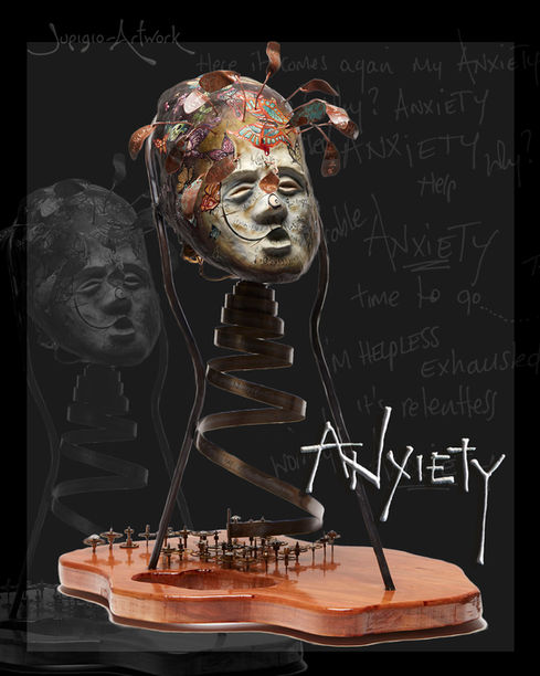 Rare and Unusual art - Contemporary sculpture by Julia O’Sullivan representing anxiety and mental health, using symbolic and avant-garde design to convey tension, worry, and emotional struggle, ideal for collectors of meaningful artwork.