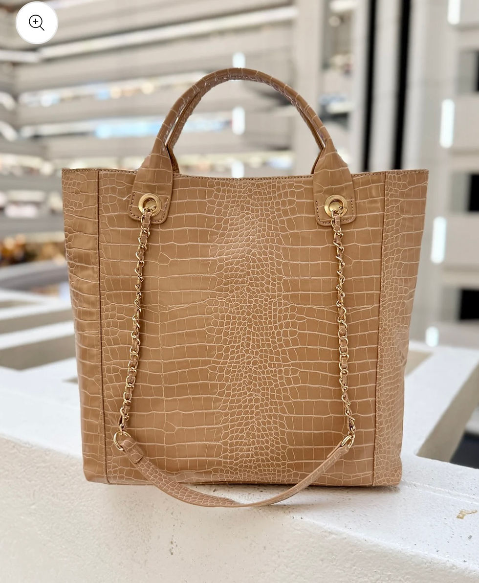 Thumbnail: Kinzley Tote Latte Embossed Croc 