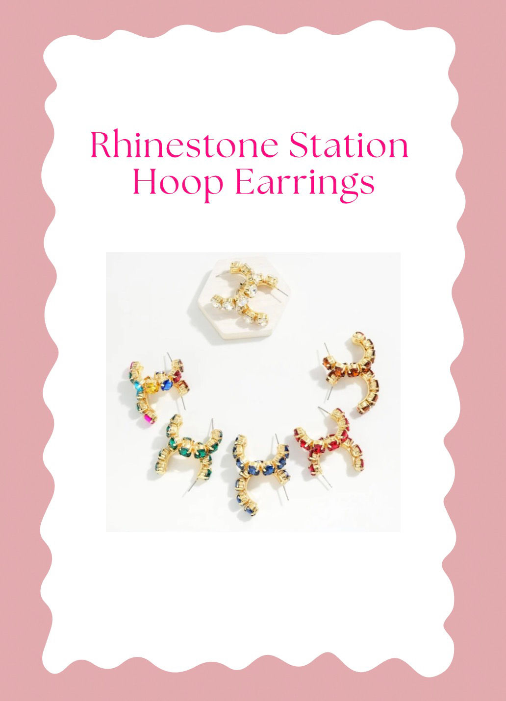 Rhinestone Station Hoop Earrings