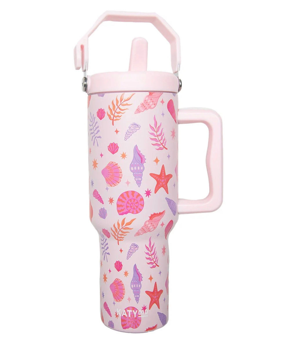 Thumbnail: Beach Seashell Tumbler with Straw