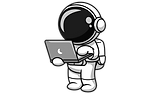 Astronaute lisant sur son ordinateur