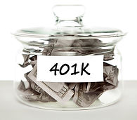 Jar with money in it with a label on the fron that says 401k. Links to the employer sponsored plans section of the website.