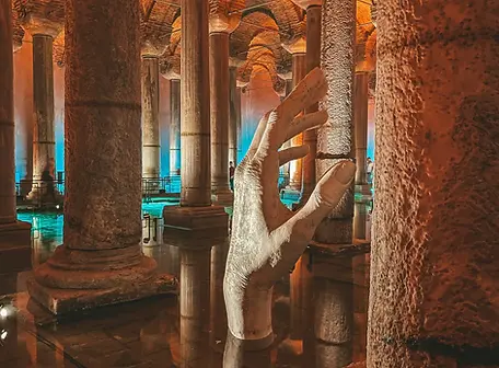 Basilica Cistern (Yerebatan Sarnici) ancient underground reservoir in Istanbul near Casa Rosa Suites. Discover mystical Medusa heads and historic Roman columns.