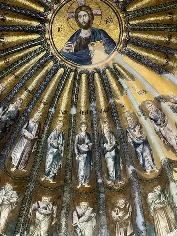 Architectural view of the main nave (Naos) in Kariye Mosque near Casa Rosa Suites. Experience the harmonious blend of history and art in Karakoy.