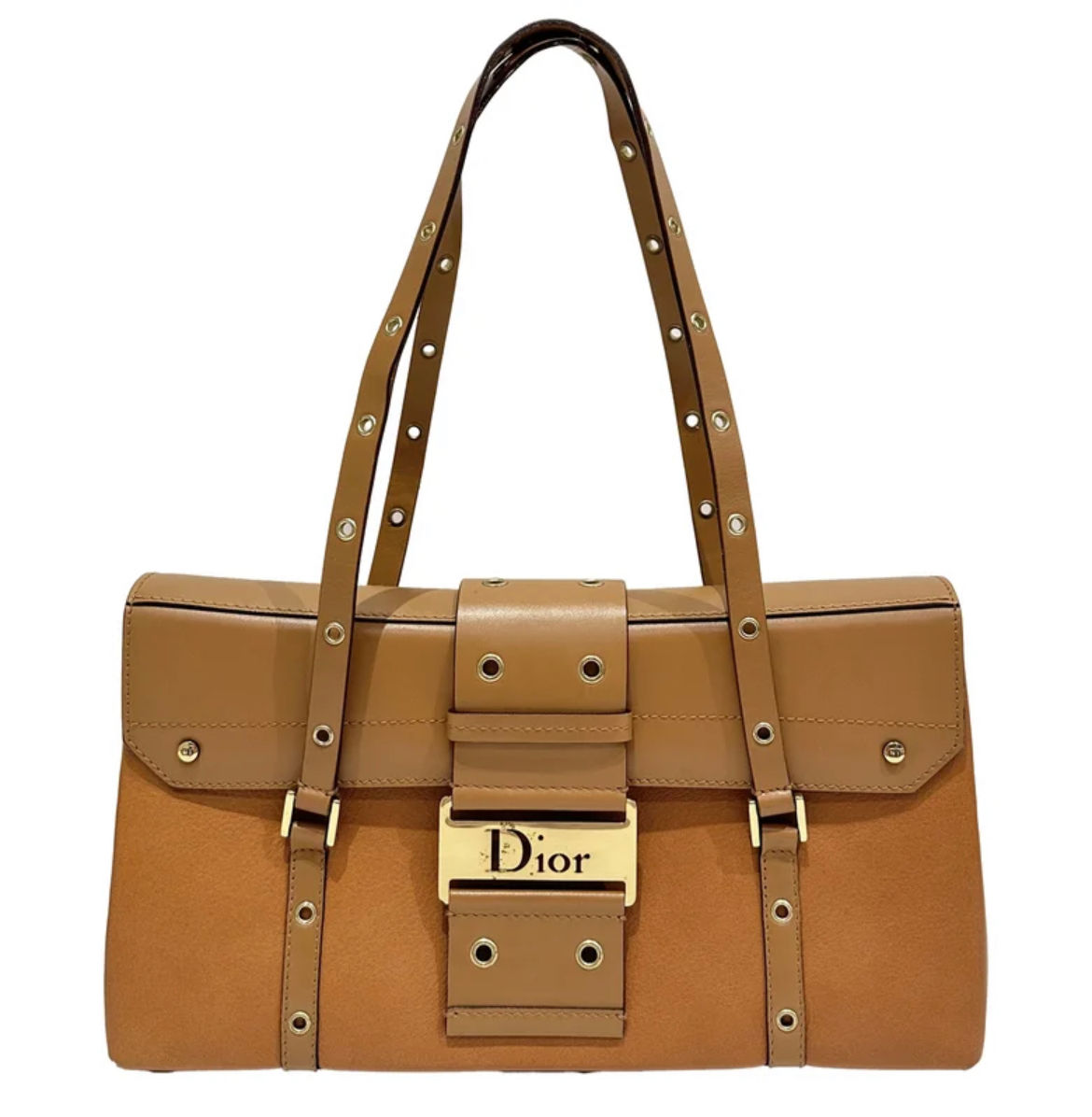 Limited Dior Brown Punk Leather Shoulder Bag