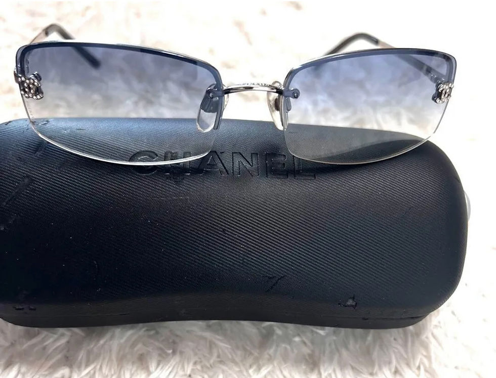 Thumbnail: Rare chanel medium rhinestone sunglasses 