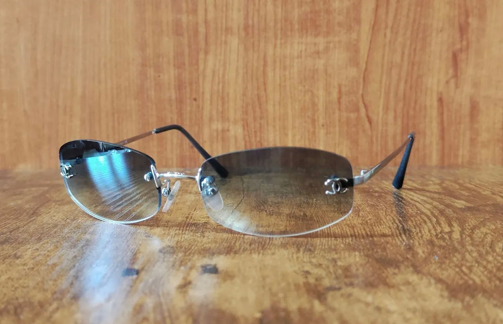 Thumbnail: Rare Chanel small silver sunglasses 