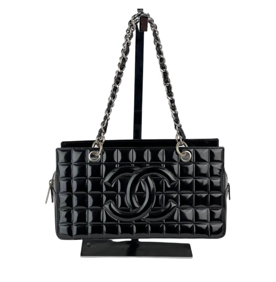 CHANEL Patent Chocolate Bar CC Shoulder Bag