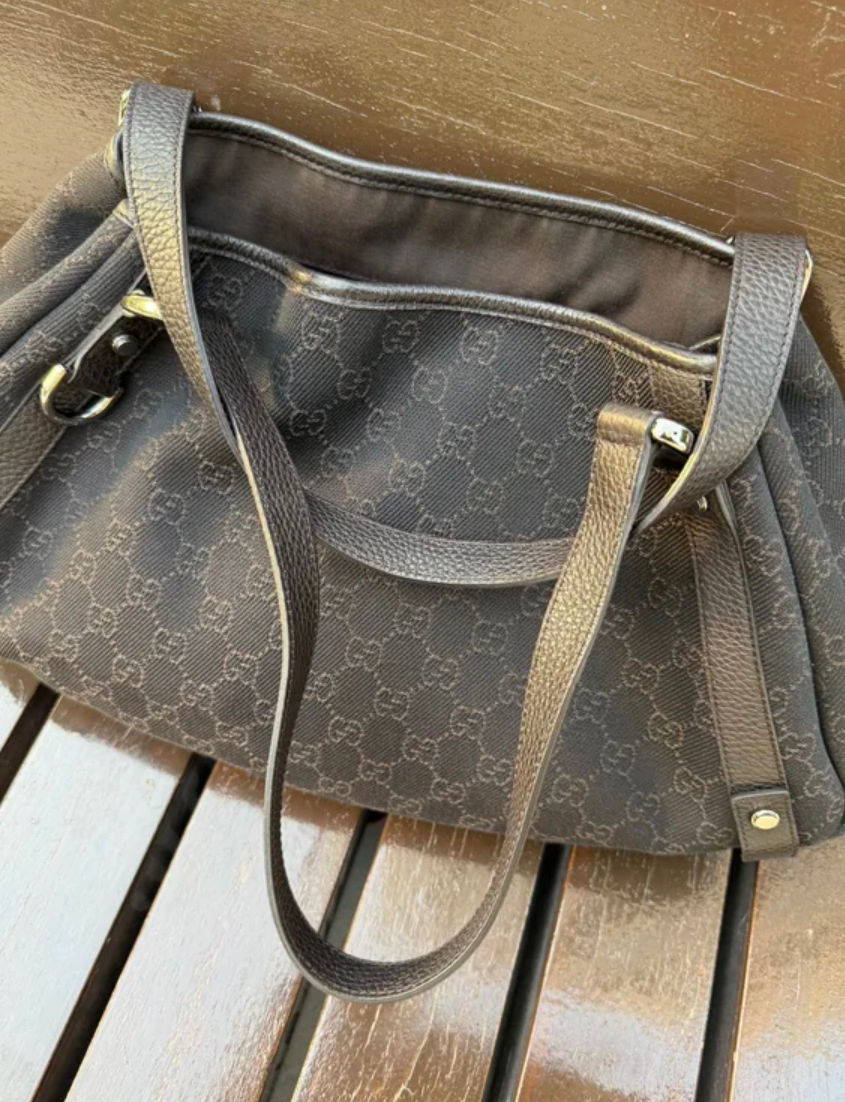 Thumbnail: Gucci hobo abbey dark brown bag (never worn) 