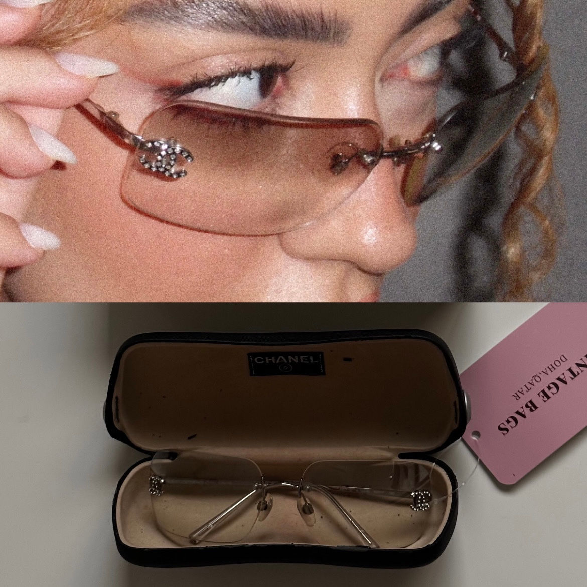 Rare chanel rhinestone sunglasses (تسليم فوري)