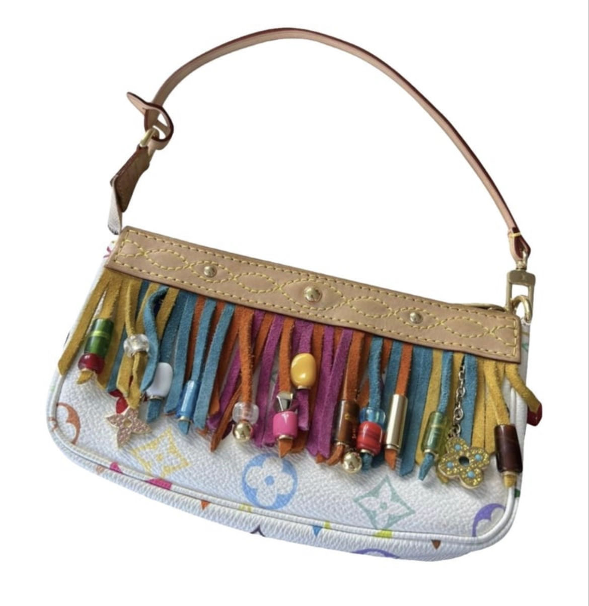 Super rare Louis Vuitton × Murakami Pochette fringes Monogram colorful Collecti