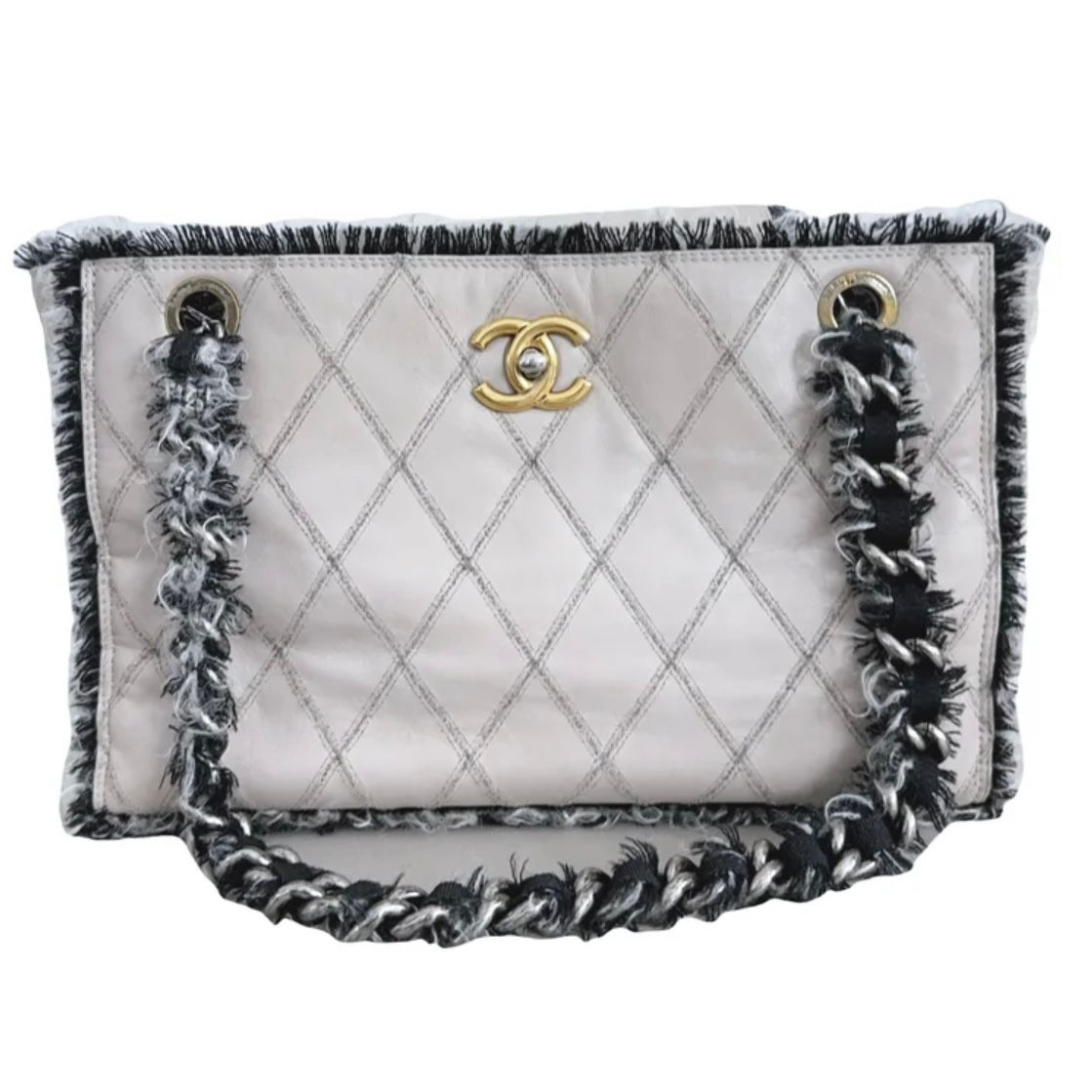Chanel tweed tote bag
