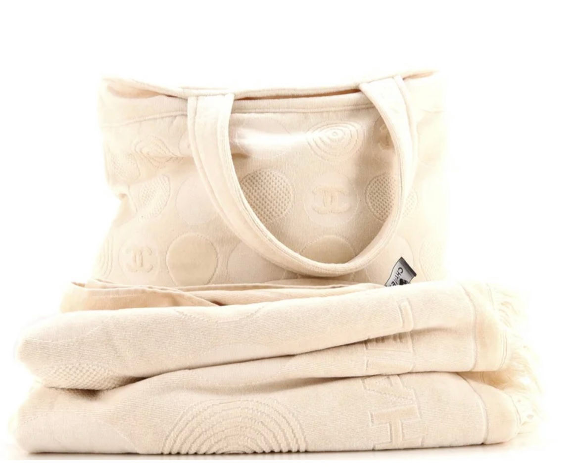 Chanel CC Beach Tote Terry (towel + pouch)