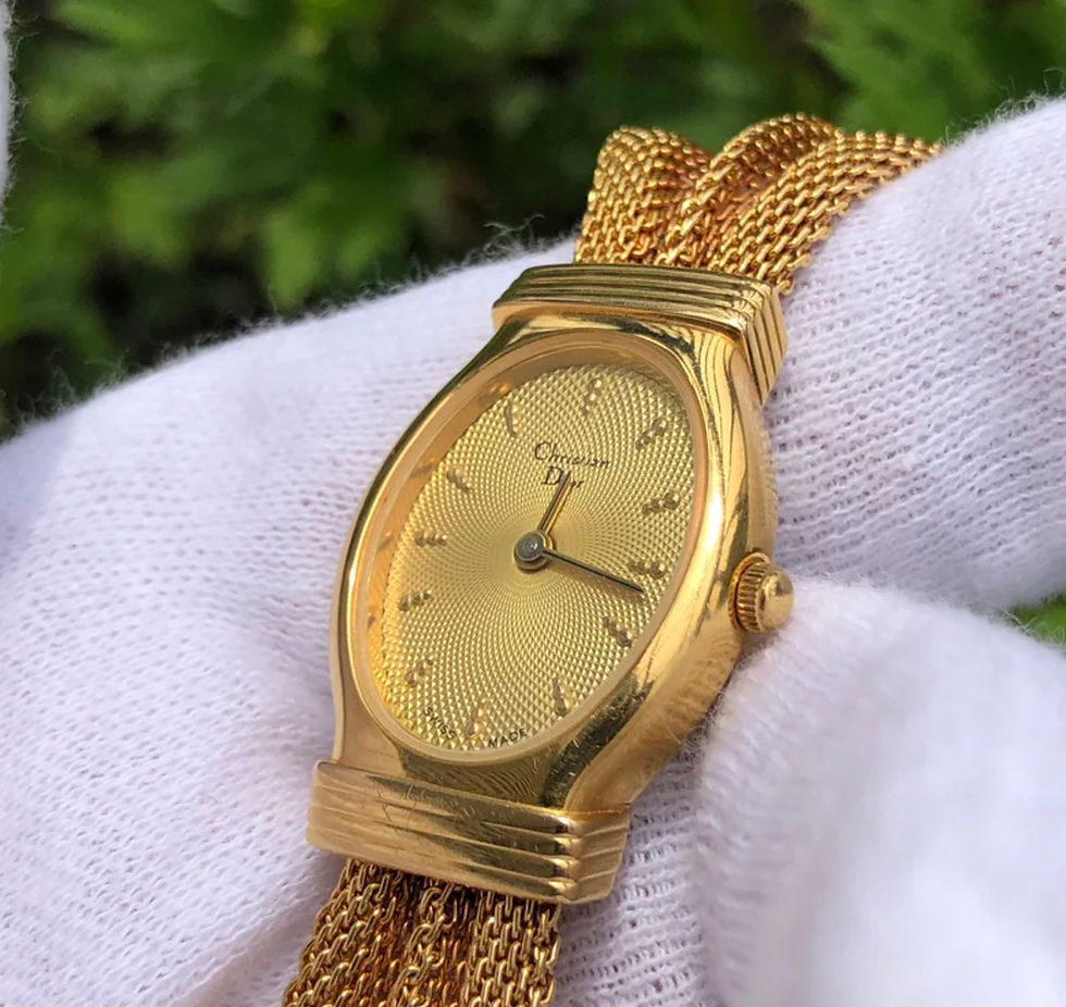Thumbnail: SUPER RARE late 80s Christian Dior Mesh Bracelet gold plated watch 
