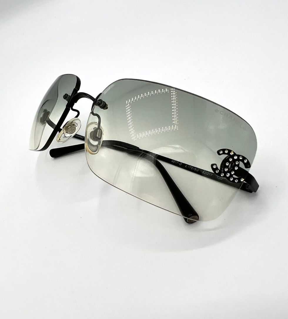 Thumbnail: Rare Chanel black rhinestone sunglasses 