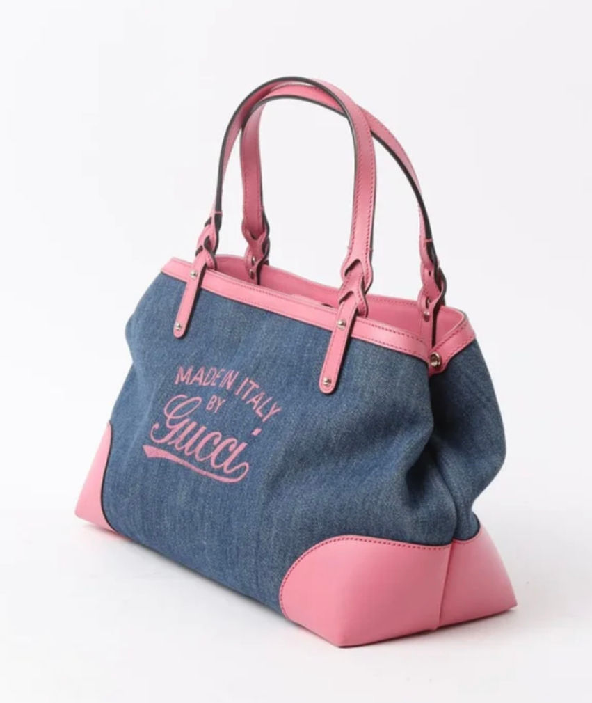 Prada pink & denim tote bag